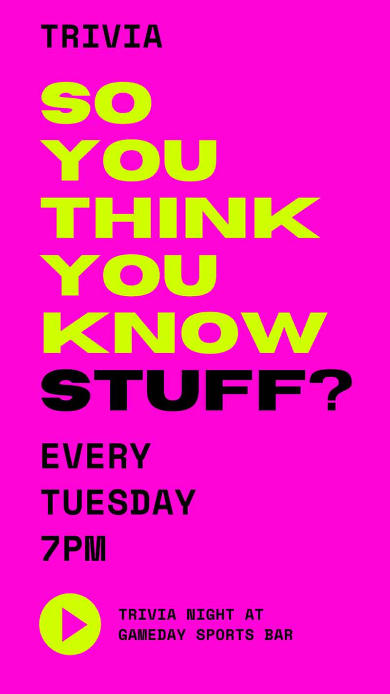 Trivia Tuesdays at Gameday.